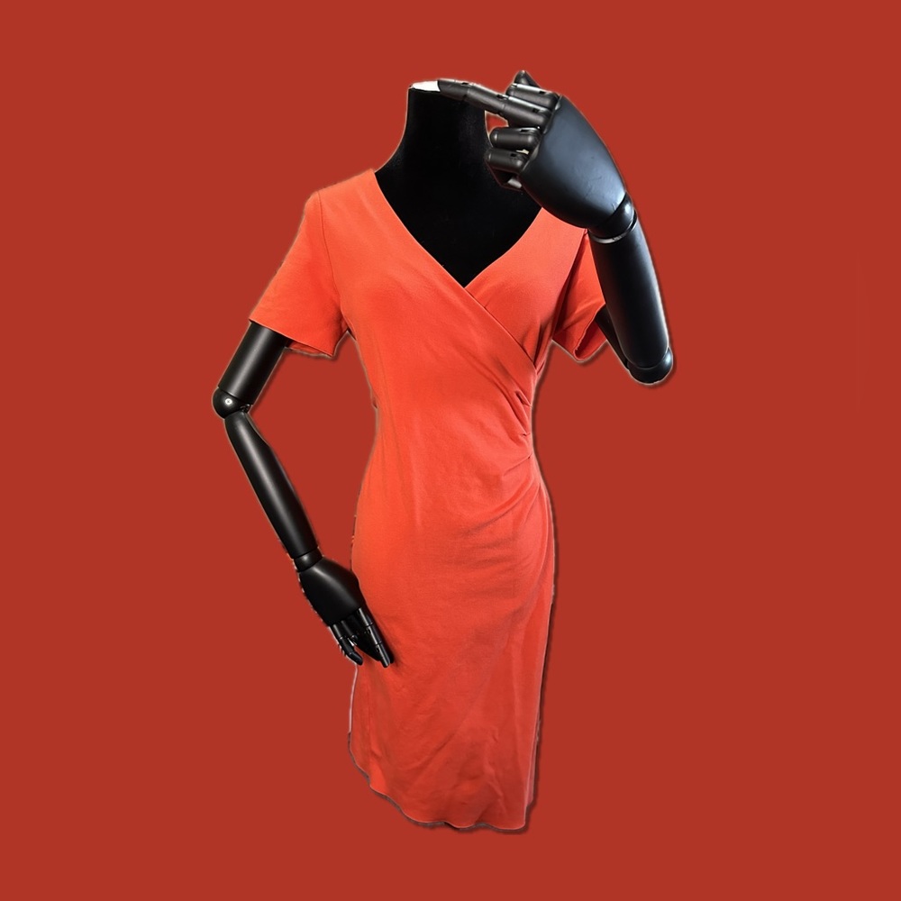 Land’s End // 8P // Orange // Ruche Faux Wrap Stretch Dress